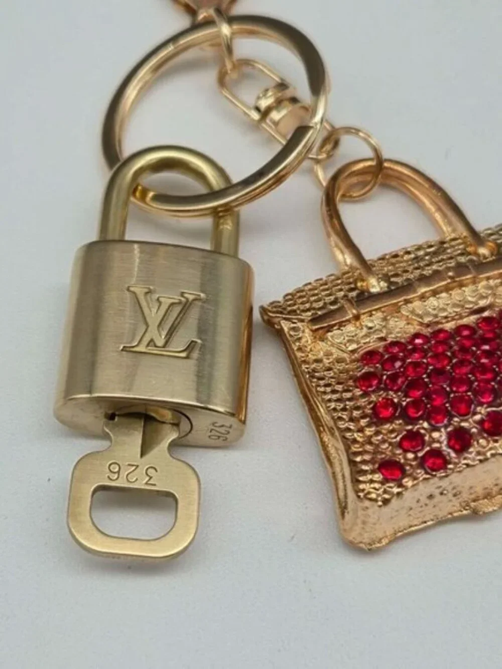 Authentic Louis Vuitton Gold Padlock & Key 🔒 LV Bag Charm Unbranded Keychain